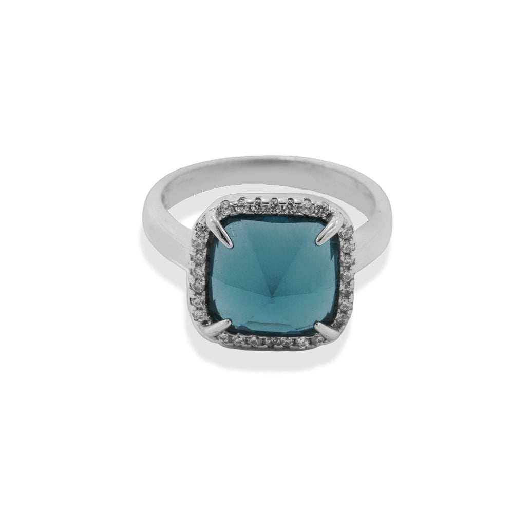 Teal Blue Square Ring