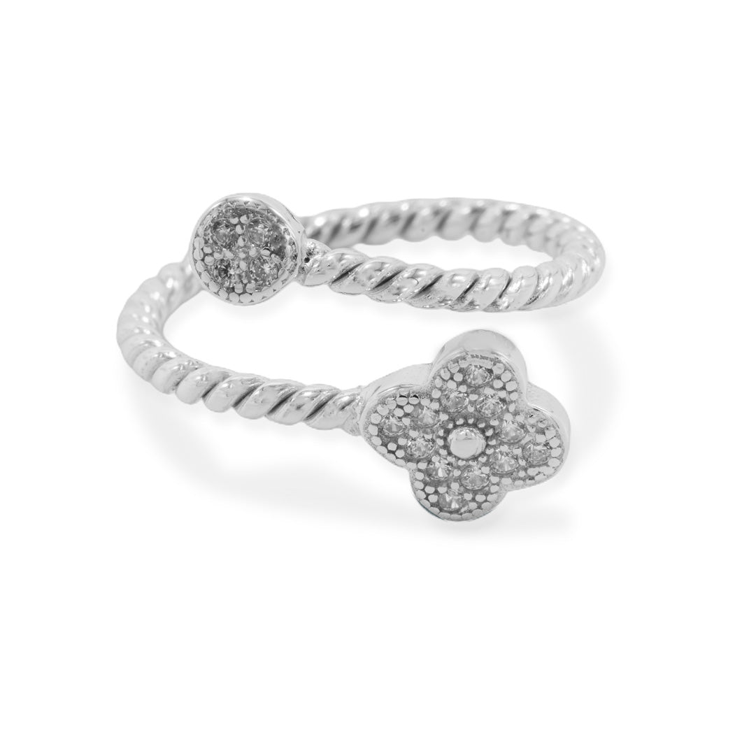 Silver Clover Size Adjustable Ring