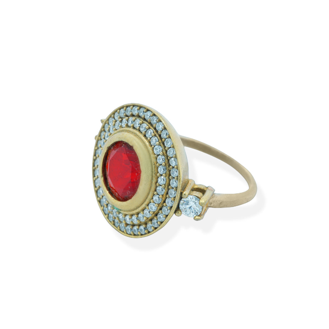 Sterling Silver Turkish Ring in Red Stone