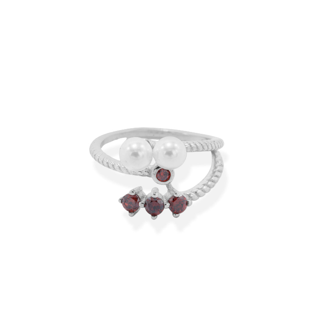 Red Zircon & Freshwater Pearl