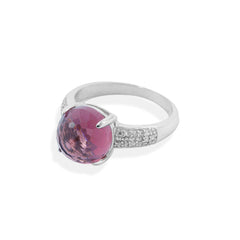 Circle Pink Silver Ring