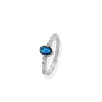 Navy Oval Sterling Silver Ring