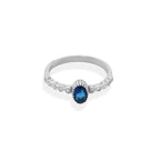 Navy Oval Sterling Silver Ring