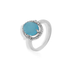 Blue Zircon Sterling Silver Ring
