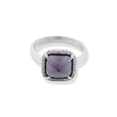 Purple Square Zircon Ring