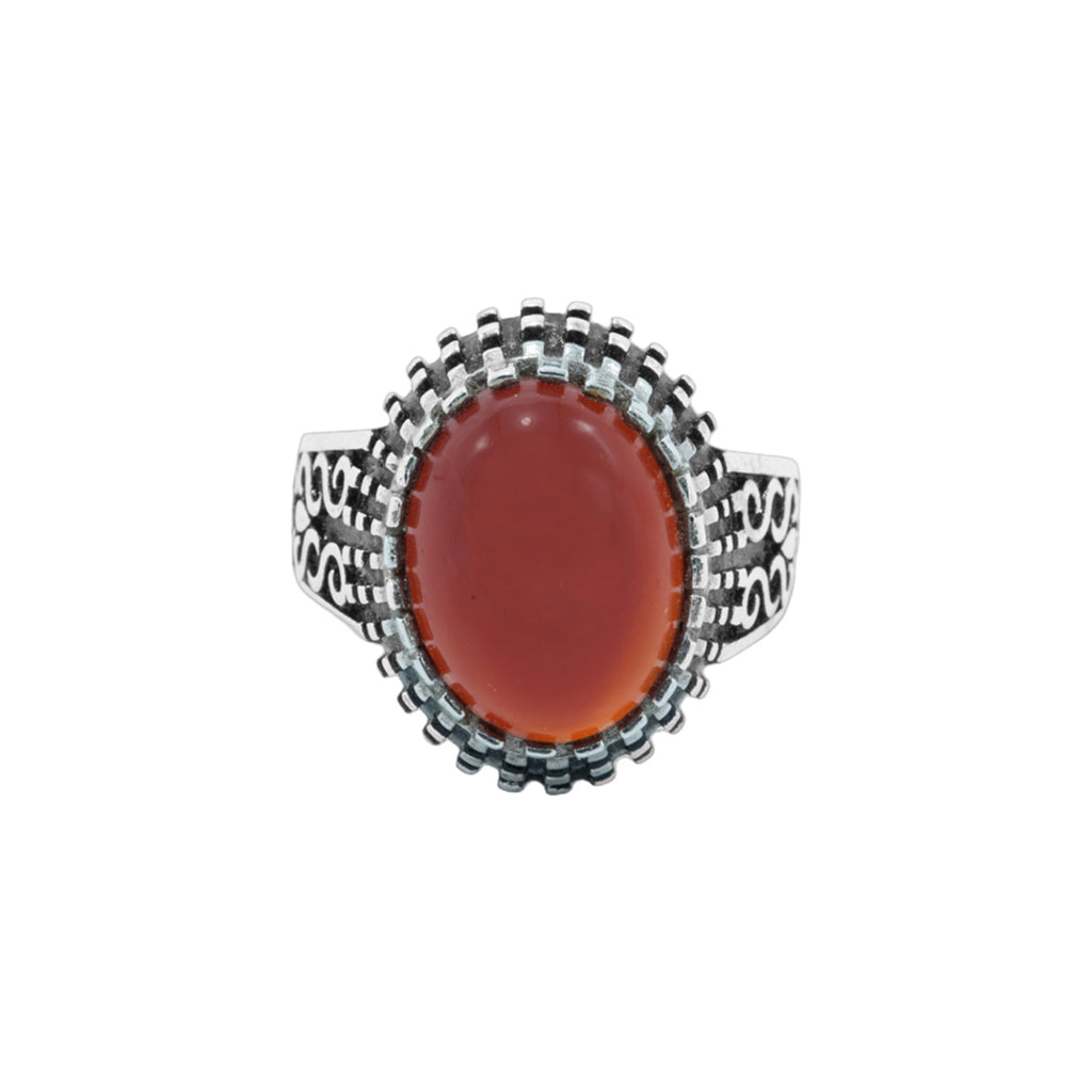 Oval Maroon Zircon Ring For Men