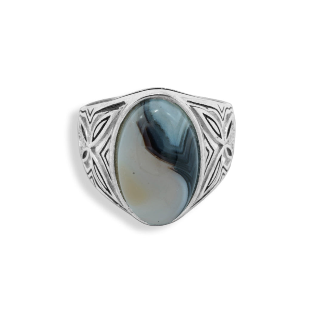 White Grey Marble Ring
