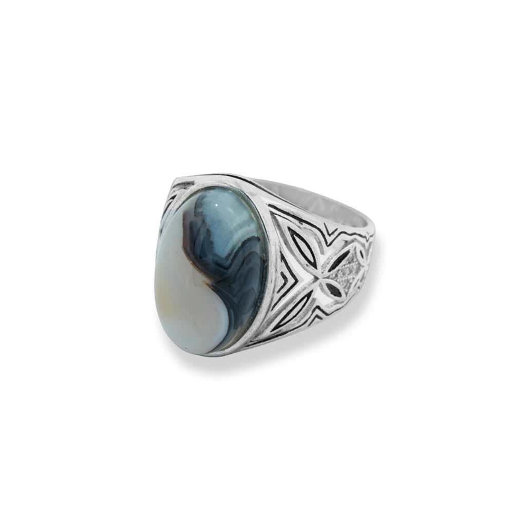 White Grey Marble Ring