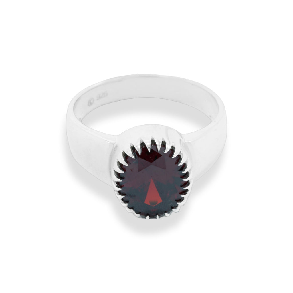 Royal Red Stone Ring in Silver