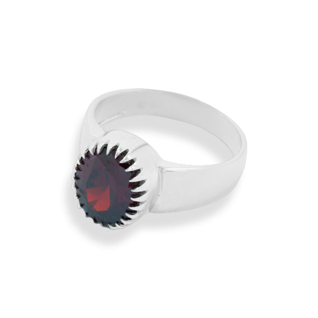 Royal Red Stone Ring in Silver