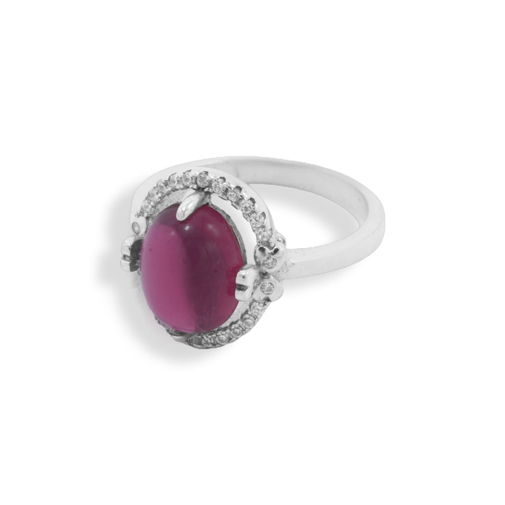 Rose Pink Stone Silver Ring