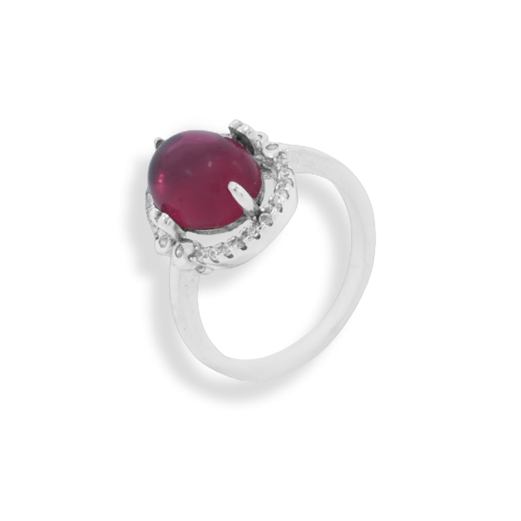 Rose Pink Stone Silver Ring