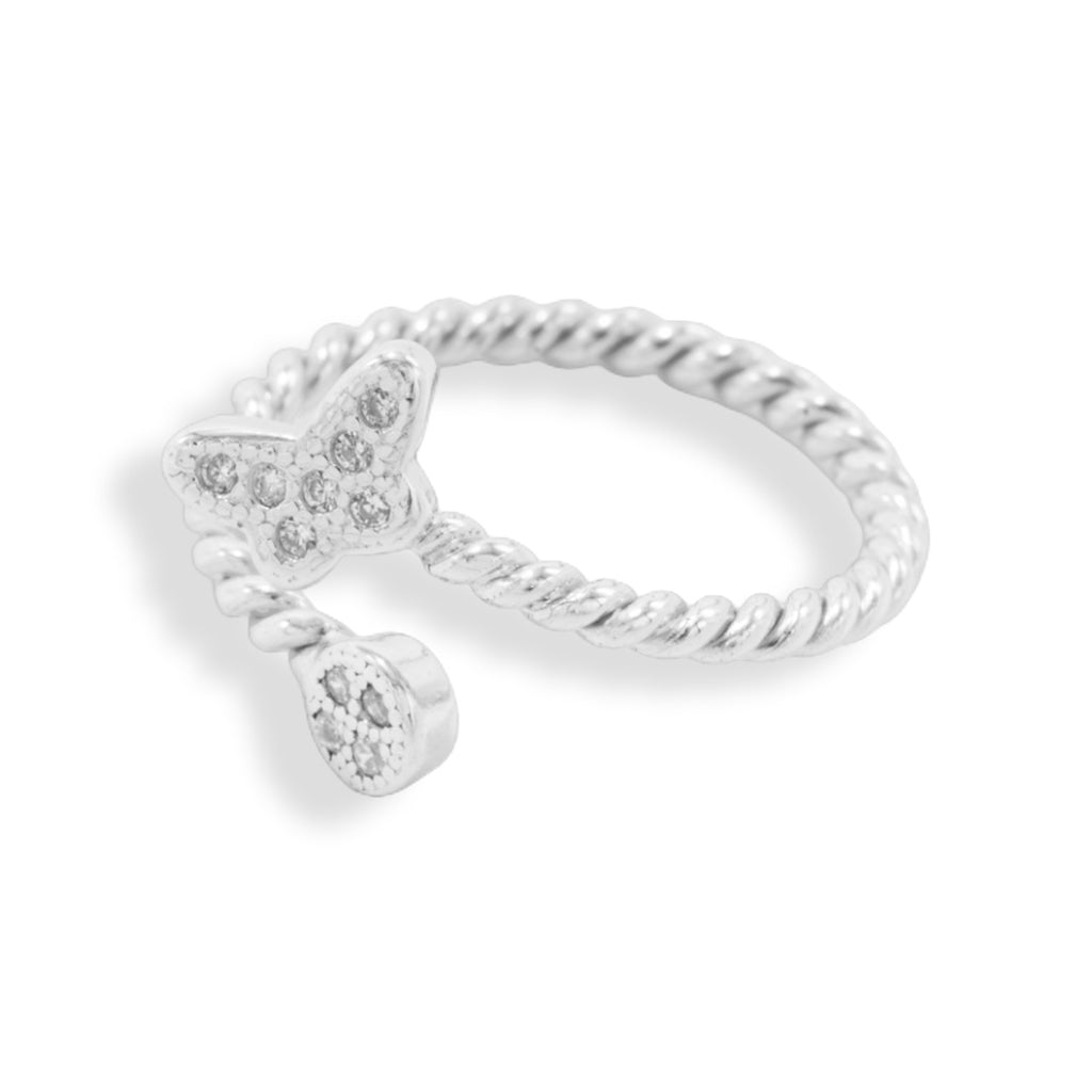 Butterfly - Size Adjustable Silver Ring