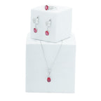 Jewelry sterling silver set with necklace, earrings, and ring pink zircon