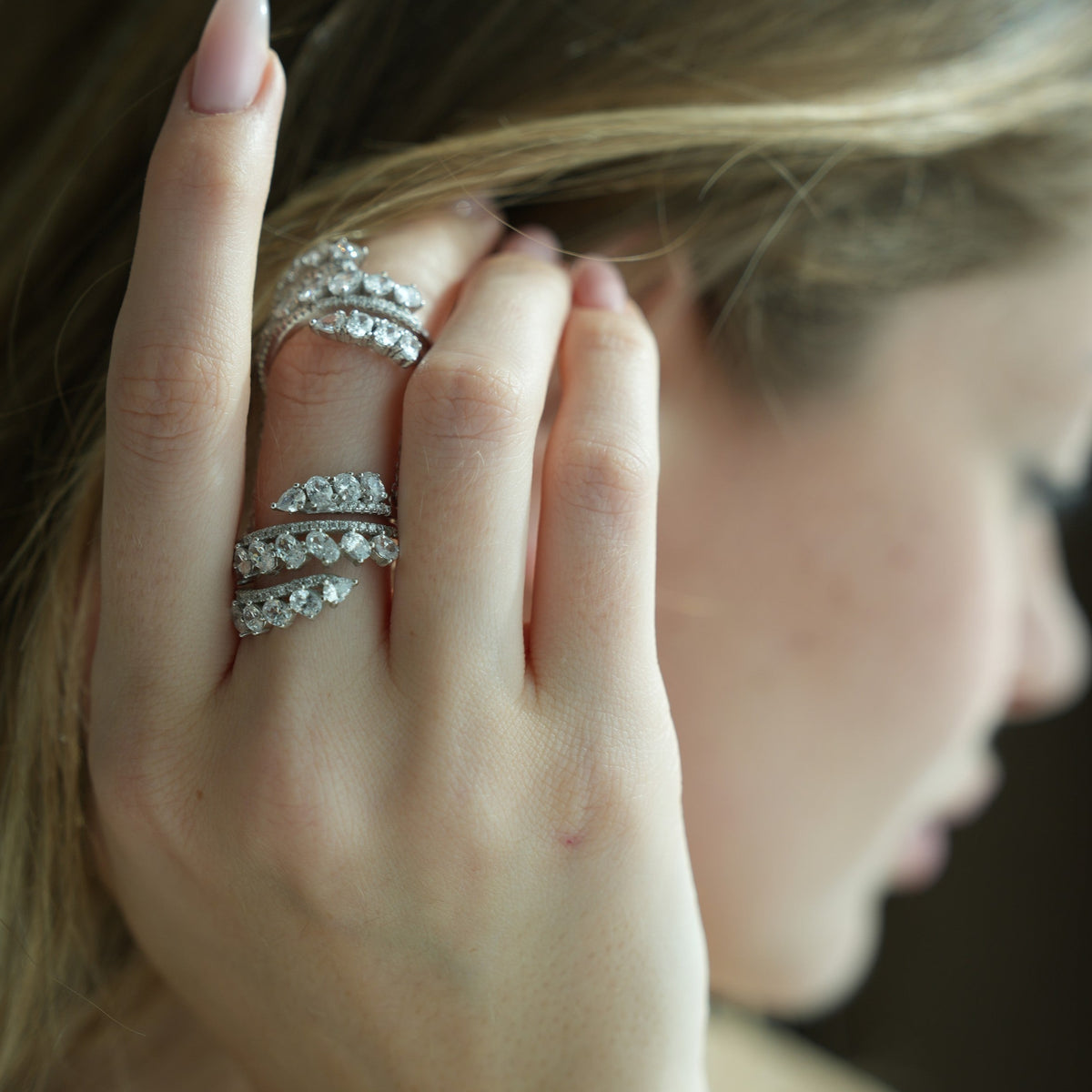 Connected Midi Silver Ring