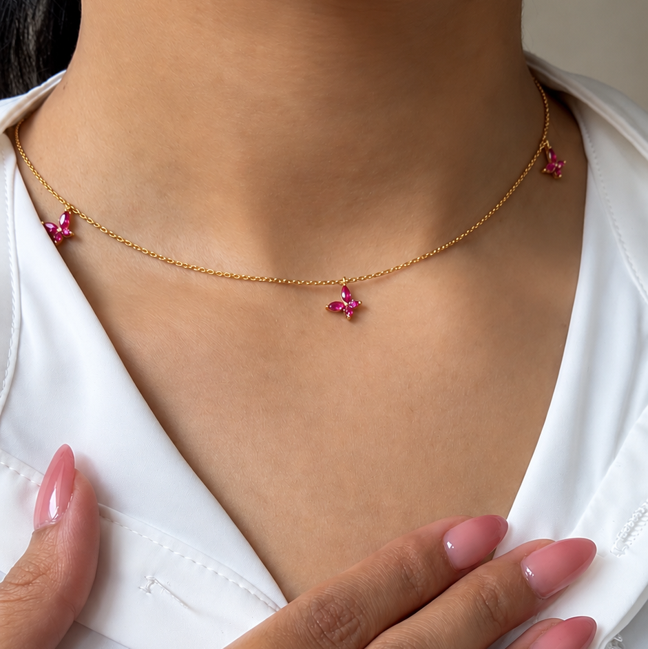 Pink Butterfly Choker