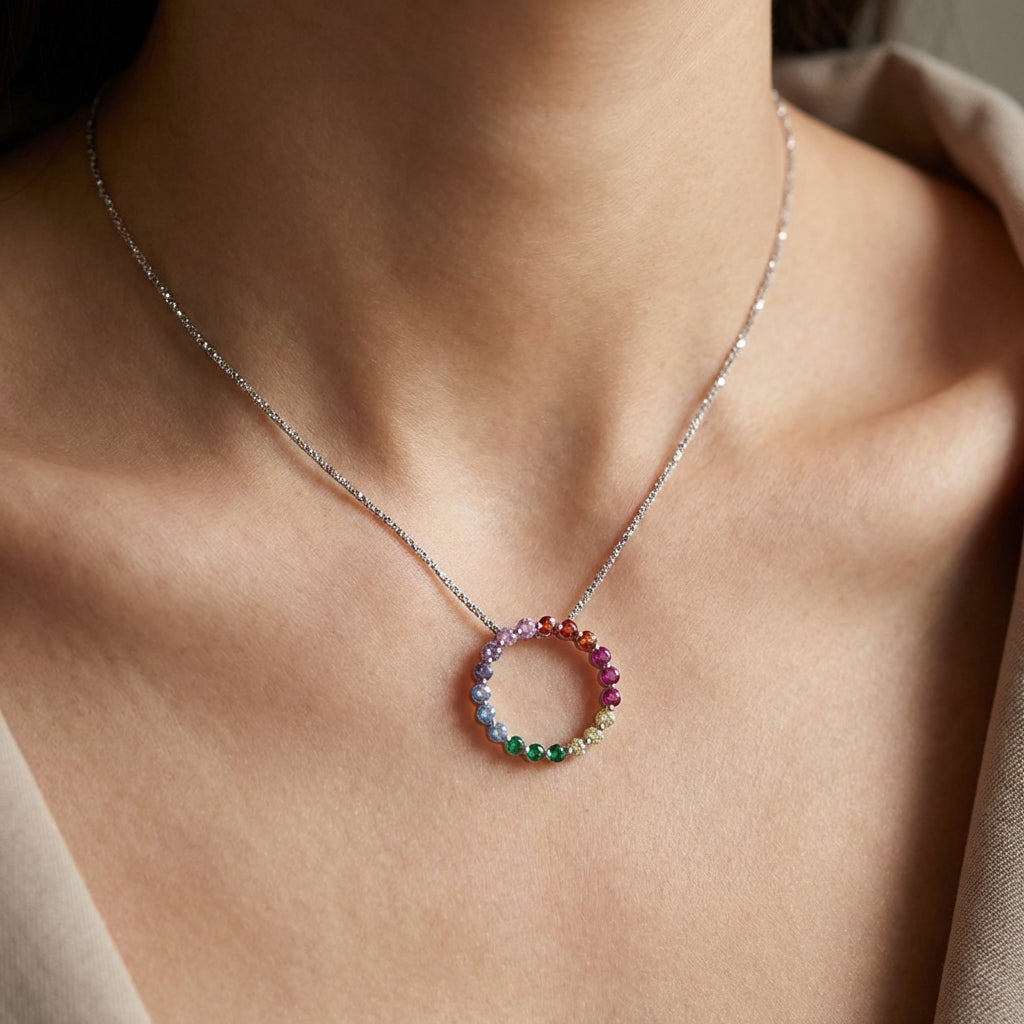 Rainbow Circle Necklace