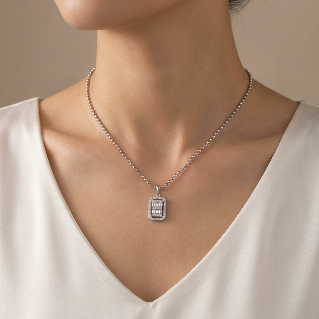 Silver Rectangular Necklace