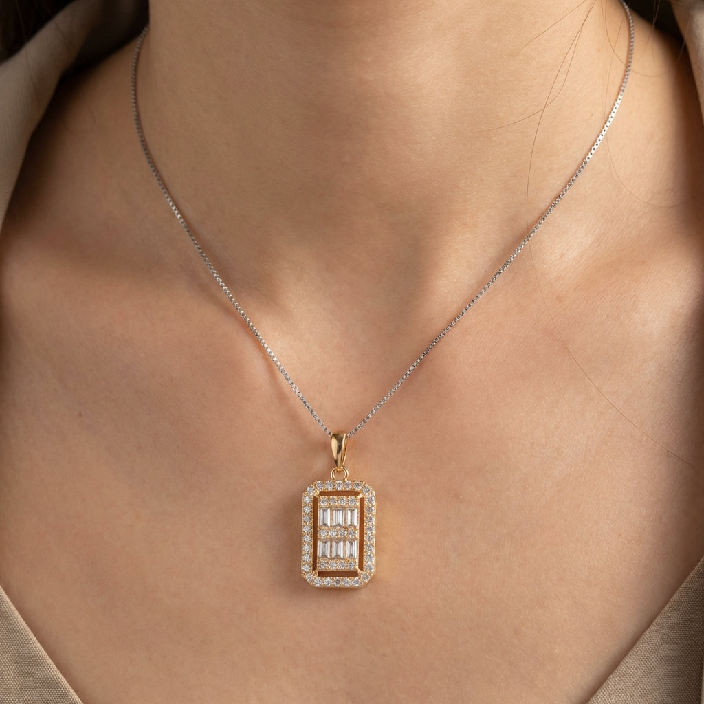 Gold Rectangular Necklace