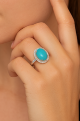 Blue Zircon Sterling Silver Ring
