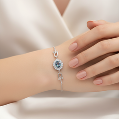 Purple Green Oval Stone Bracelet