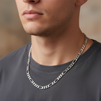 Sterling 925 Silver Figaro Chain for Men – 23 Inches, 9.5mm | Silver Chain for Men