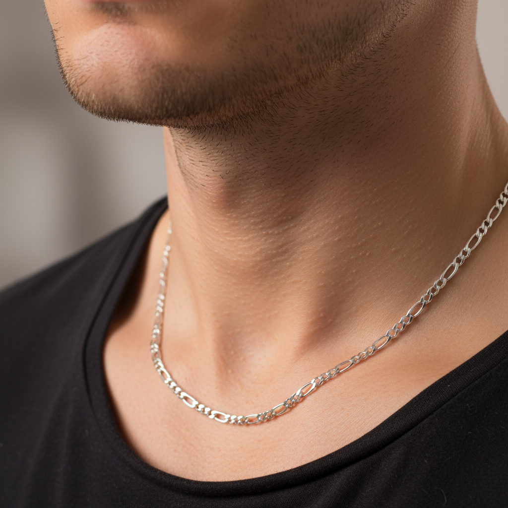 Sterling 925 Silver Figaro Chain - 24 Inches, 5 mm