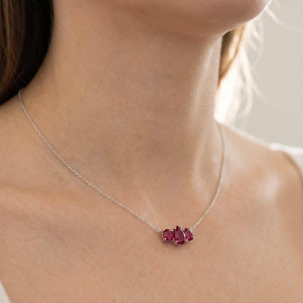 Ruby Pink Stone Necklace