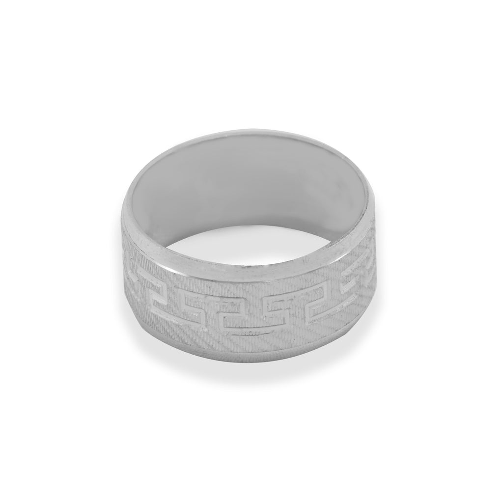 Patterned Shiny Silver Ring