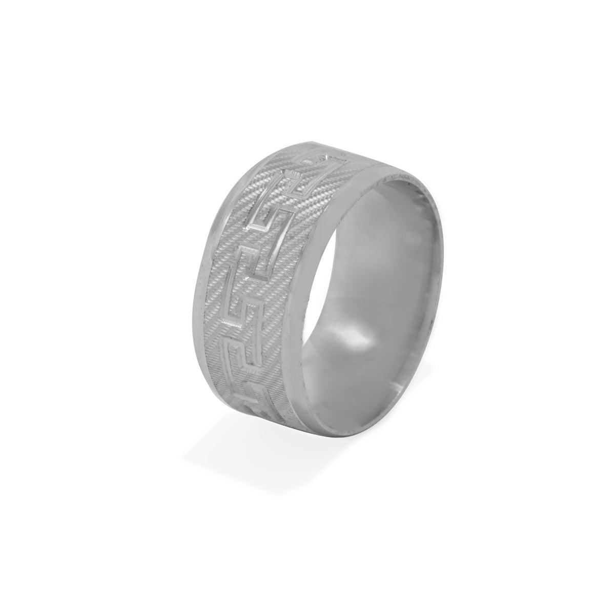 Patterned Shiny Silver Ring