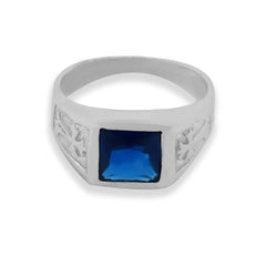 Flat Blue Silver Ring