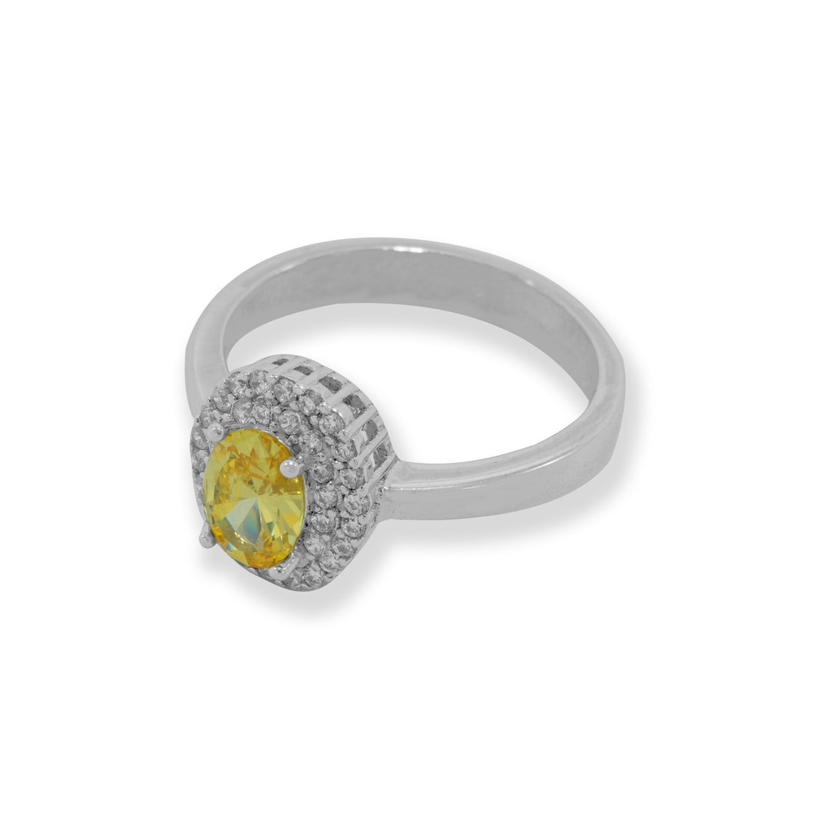 Lemon Yellow Stone Silver Ring