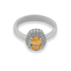 Lemon Yellow Stone Silver Ring