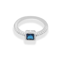 Square Blue Silver Ring