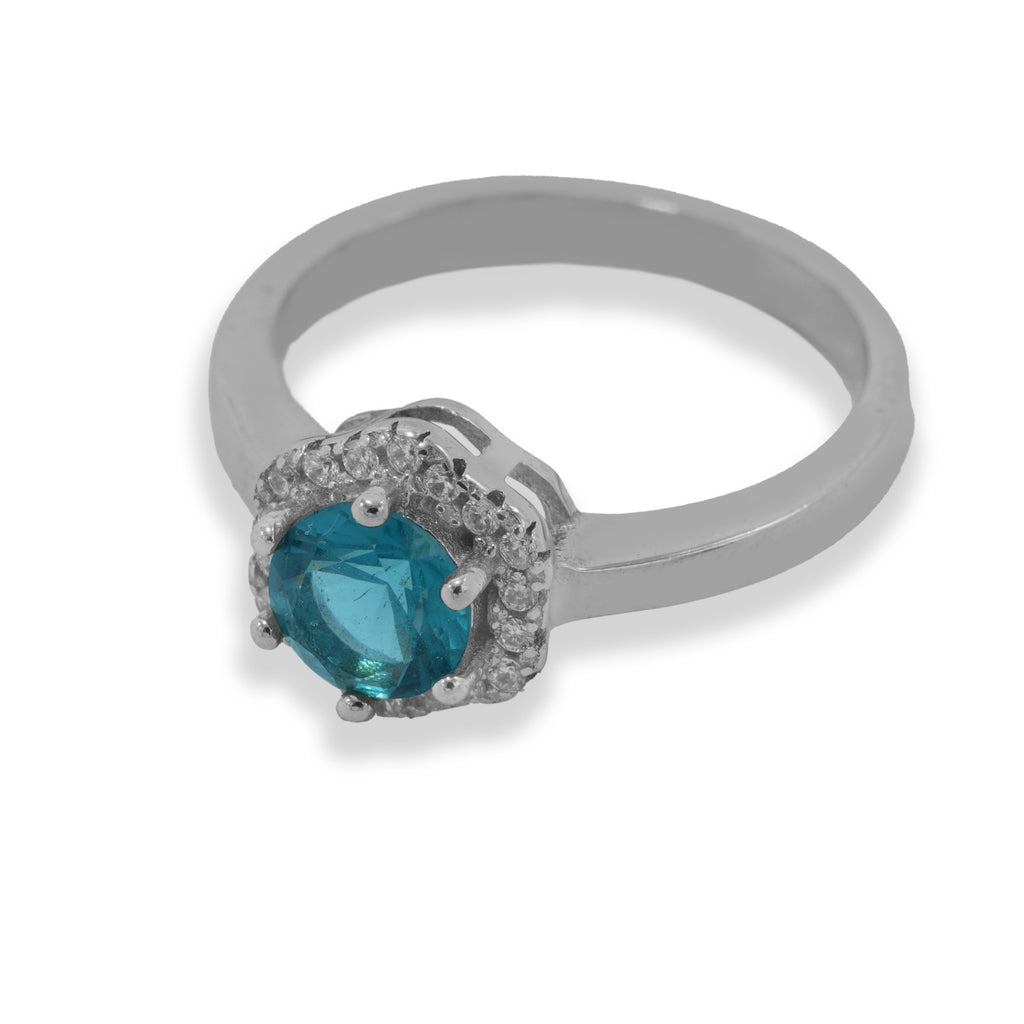 Hexagonal Stone Silver Ring