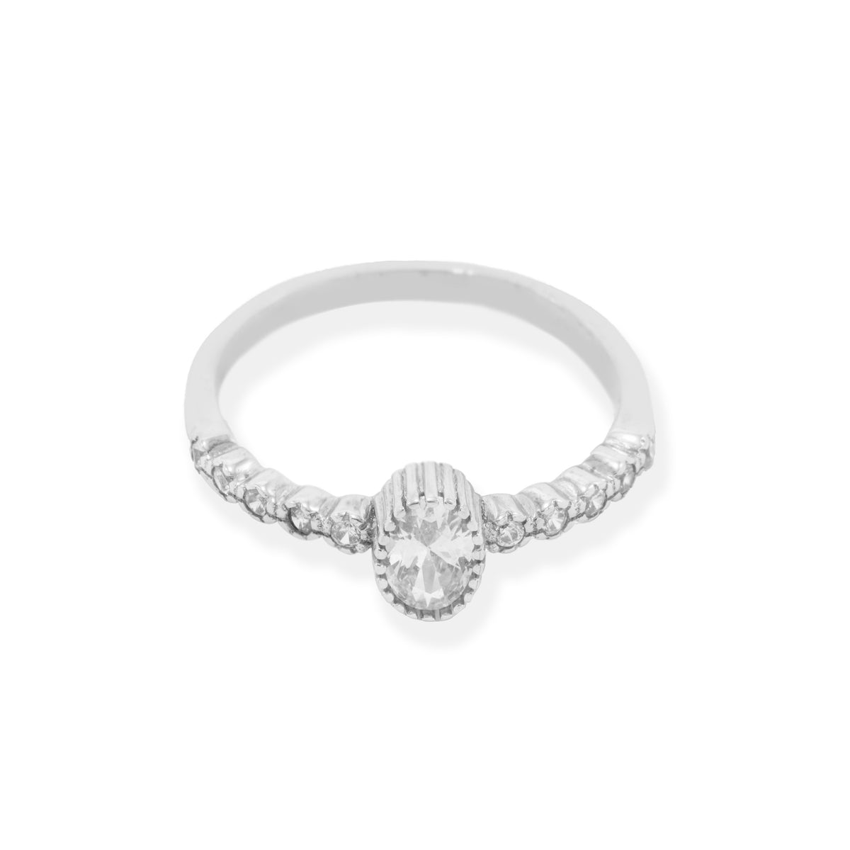Silver Oval Zircon Ring
