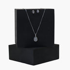 Oval Pendant Silver Set