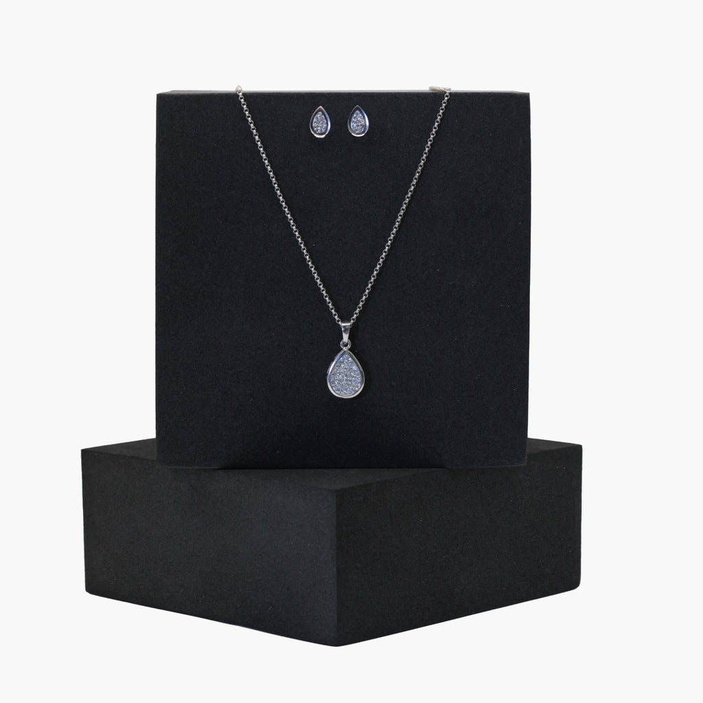 Tear Drop Pendant Silver Set