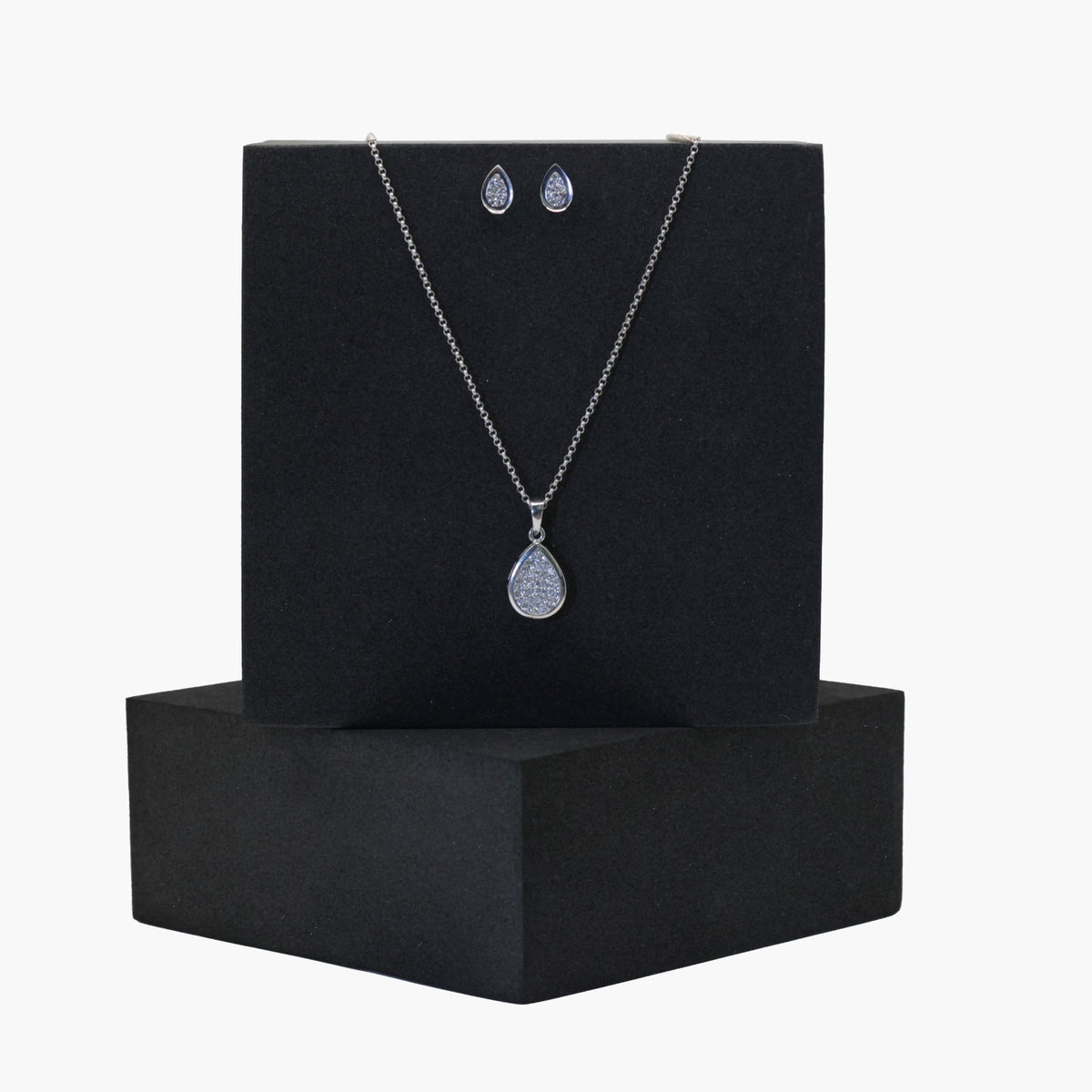 Tear Drop Pendant Silver Set