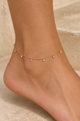 Multicolor Crystal Drop Anklet