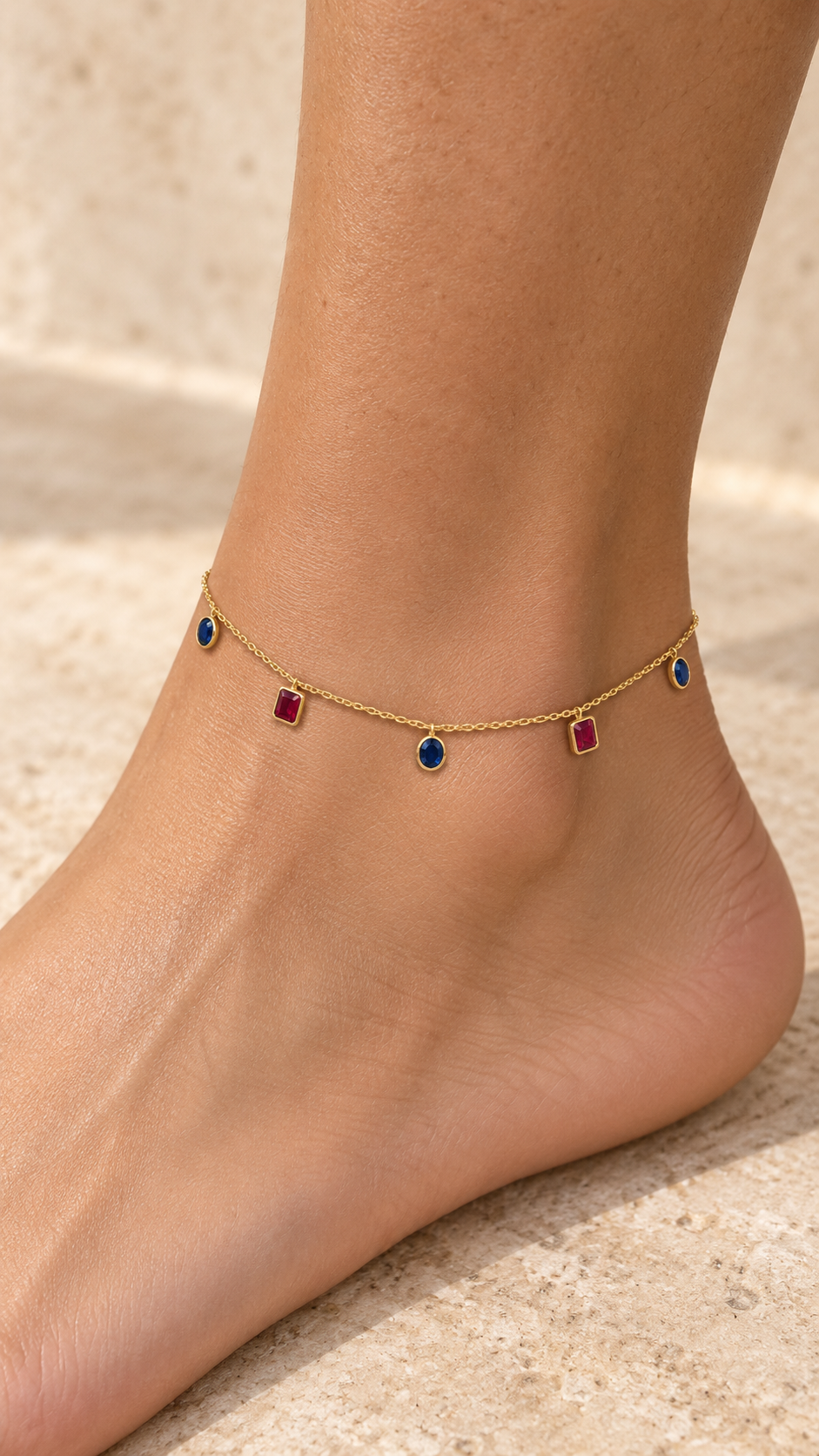 Ruby & Sapphire Anklet