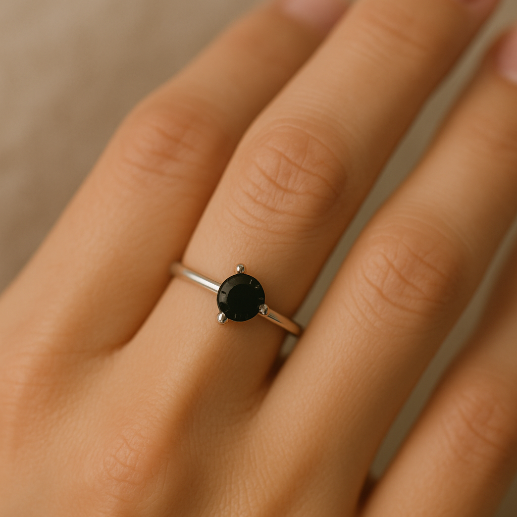 Single Black Zircon Ring