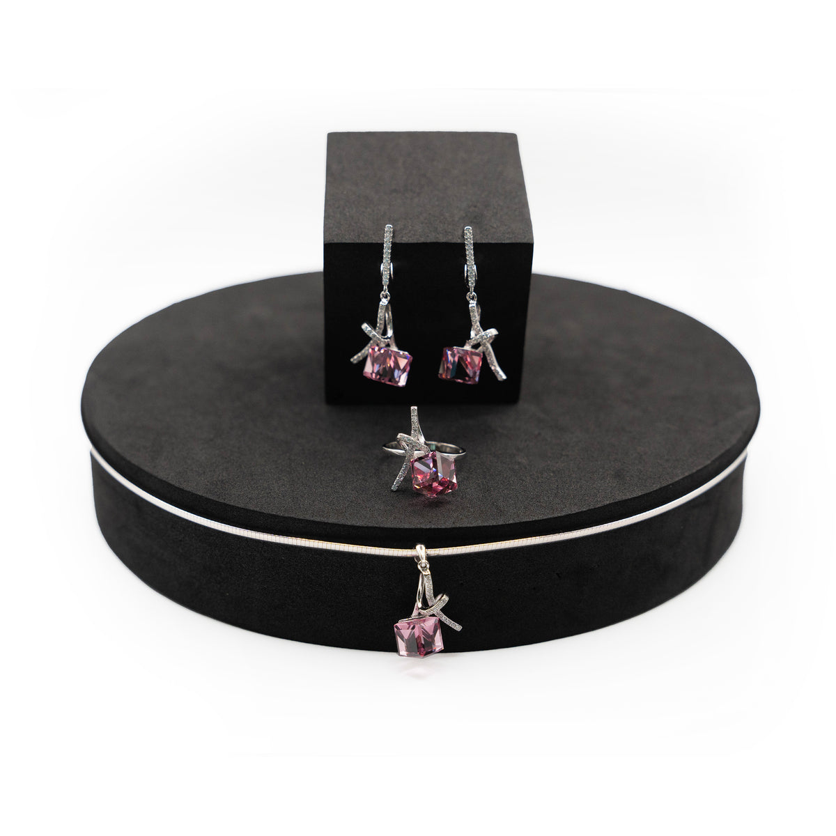 Pink Cube Earring