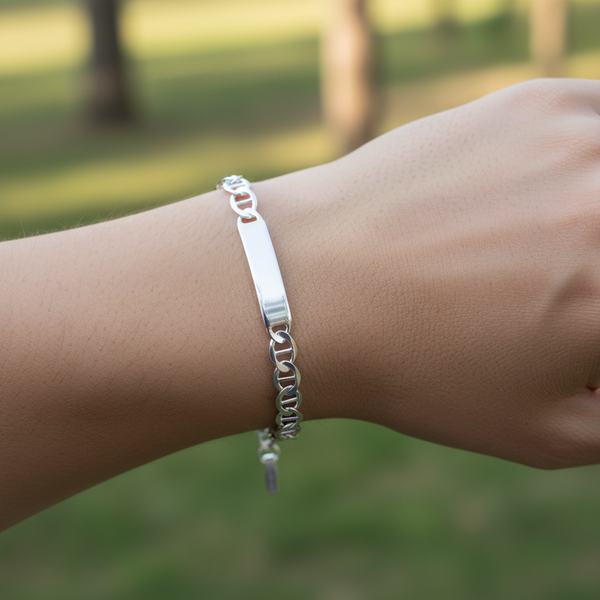 Sterling Silver ID Bracelet 01 - 7mm