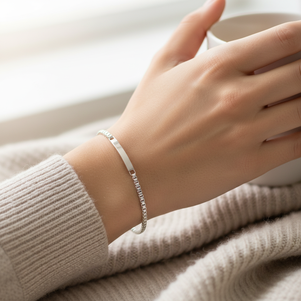 Silver ID Bracelet 02 - 4mm - Unisex