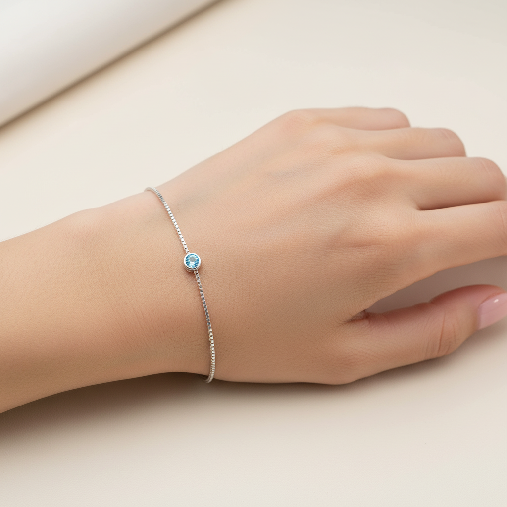Minimal Sky Blue Stone Bracelet