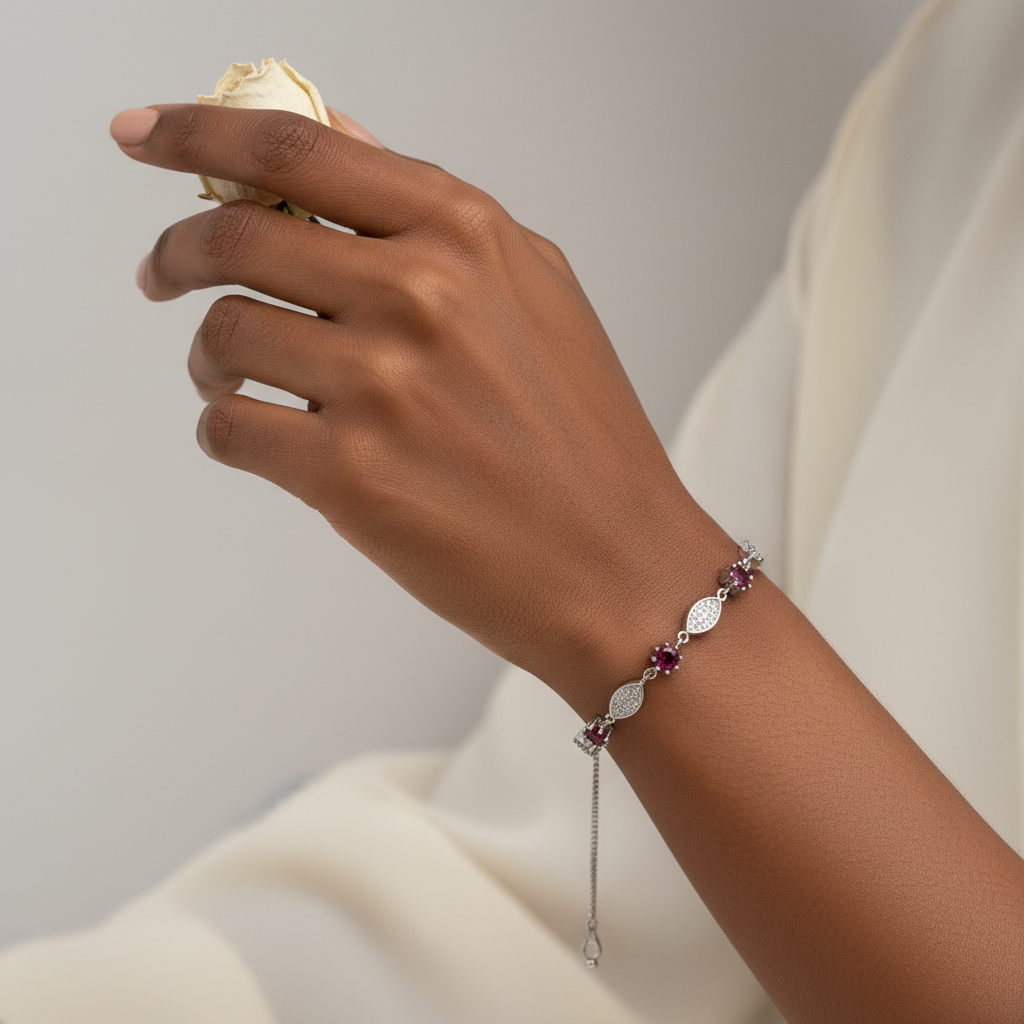 Pink Stone Leaf Bracelet