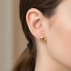 Gold Heart Stud Earrings