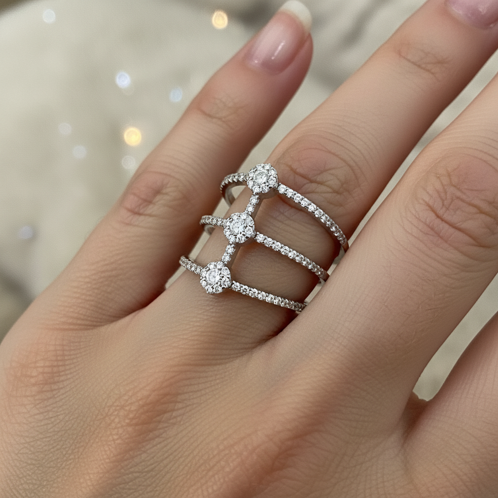 Three Dot Silver Ring