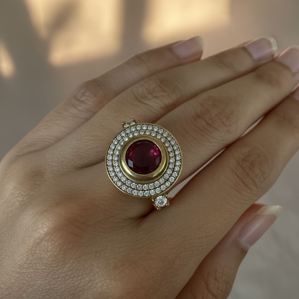 Sterling Silver Turkish Ring in Red Stone